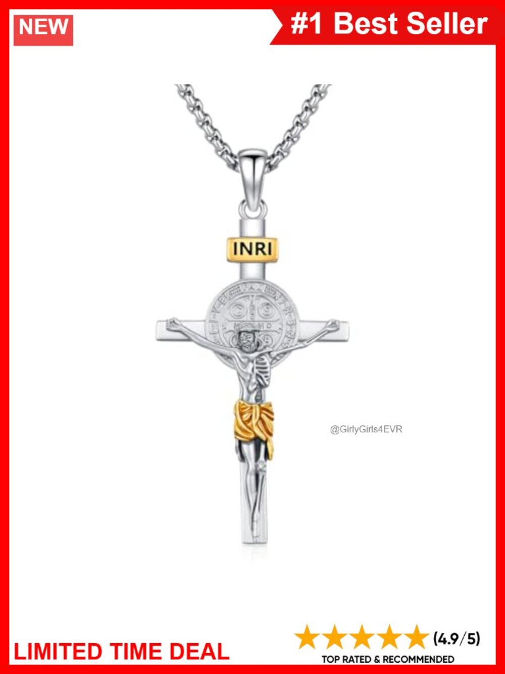 Celtic Cross Necklace 14K Gold Plating 925 Sterling Silver Abalone Shell Pendant
